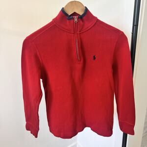 Polo Ralph Lauren Boys Quarter Zip Sweater Pullover Red Medium 10-12